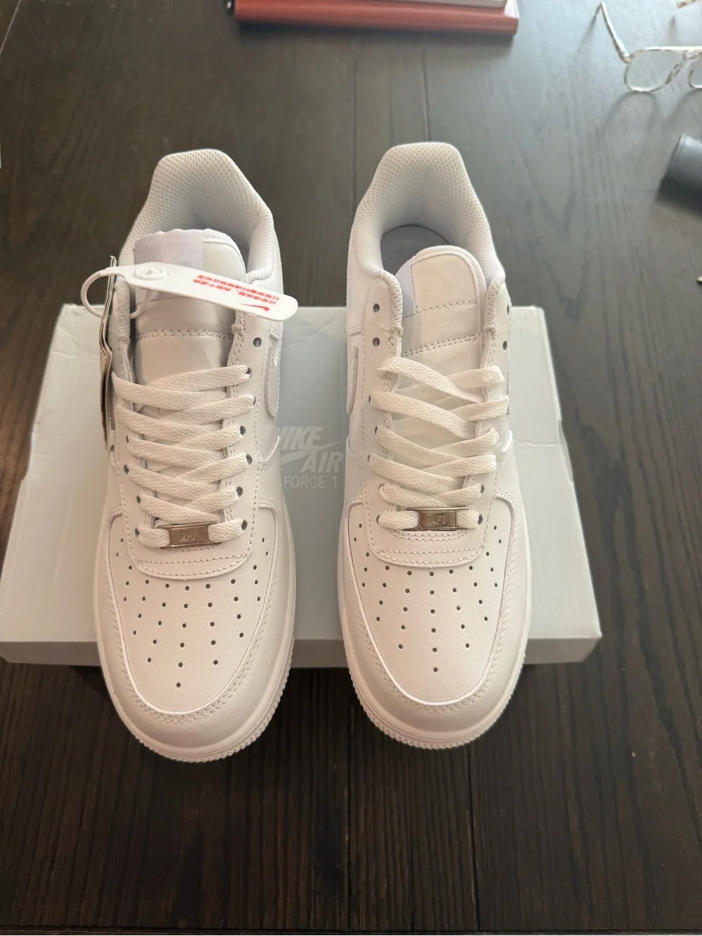 Nike AF1 Low 'Triple White' Leather Sneakers